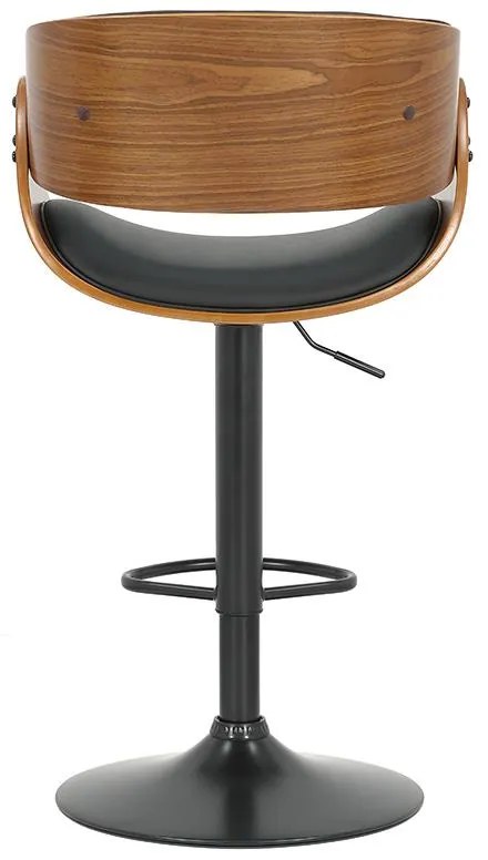 Σκαμπό μπαρ Hadley πτυσσόμενο μαύρο pu-ξύλο καρυδί-μέταλλο μαύρο 54x51x112 εκ.