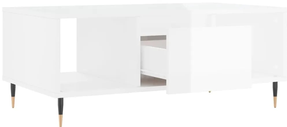 vidaXL Τραπεζάκι Σαλονιού Γυαλ. Λευκό 90x50x36,5 εκ. Επεξεργ. Ξύλο
