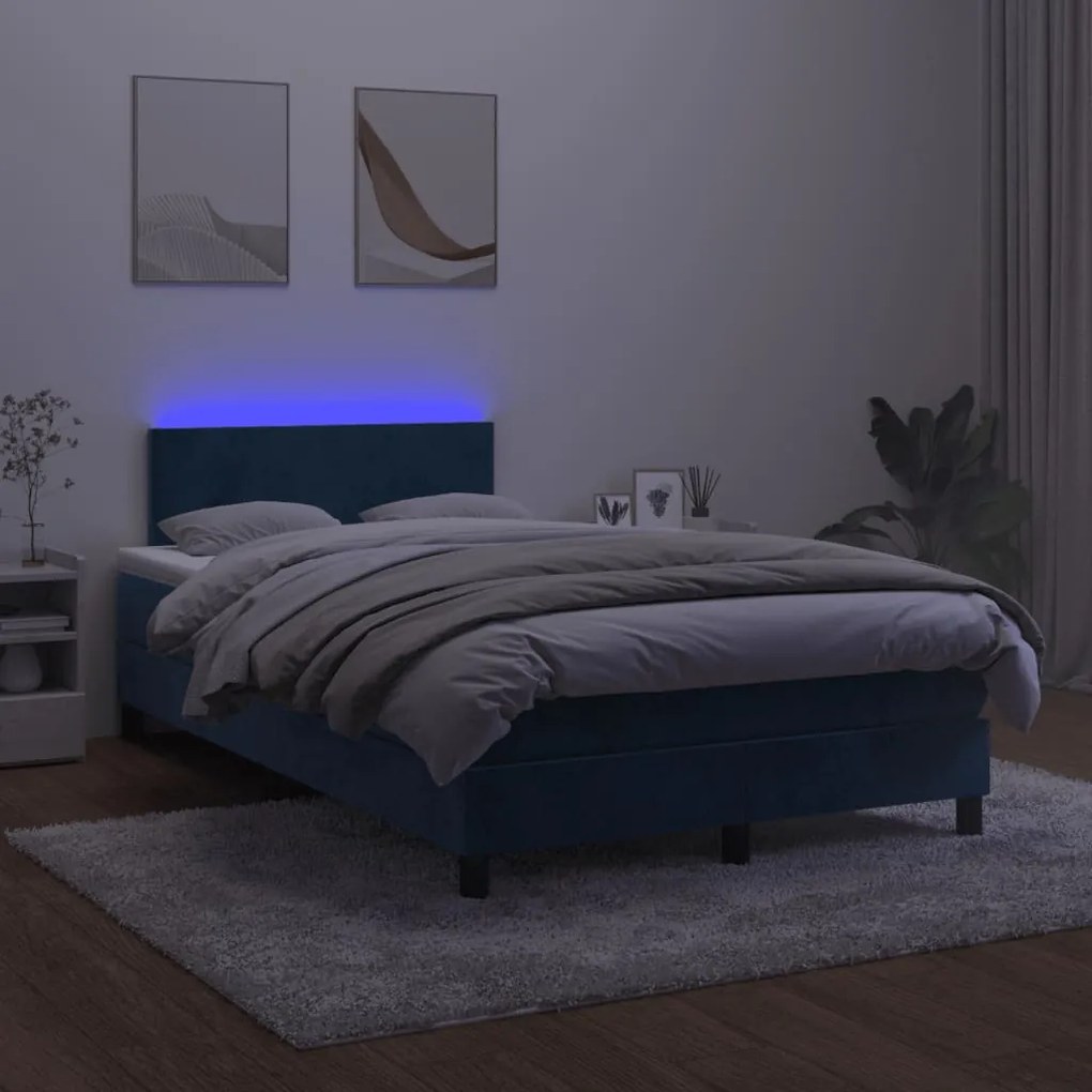 ΚΡΕΒΑΤΙ BOXSPRING ΜΕ ΣΤΡΩΜΑ &amp; LED ΣΚ. ΜΠΛΕ 120X190ΕΚ. ΒΕΛΟΥΔΙΝΟ 3270145