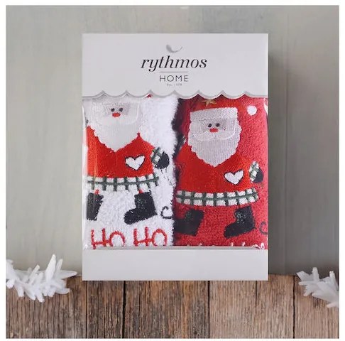 ΣΕΤ ΠΕΤΣΕΤΕΣ ΧΕΡΙΩΝ 2 ΤΜΧ ΚΟΥΤΙ RYTHMOS CHRISTMAS TERRY GIFT SET (1) ΑΓΙΟΣ ΒΑΣΙΛΗΣ 2(30X50) ΚΟΚΚΙΝΟ-ΛΕΥΚΟ