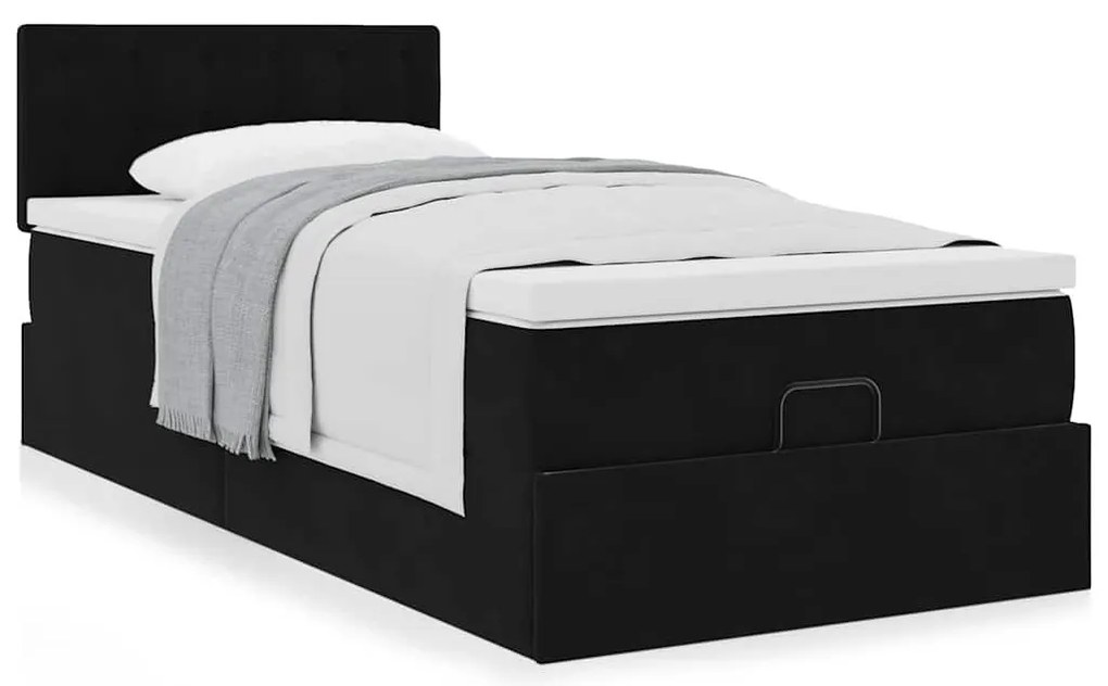 Οθωμανικό κρεβάτι με στρώμα Μαύρο 80x200cm Velvet 3311881
