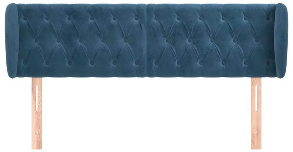 vidaXL Κεφαλάρι με Πτερύγια Σκούρο Μπλε 147x23x78/88 εκ. Βελούδινο