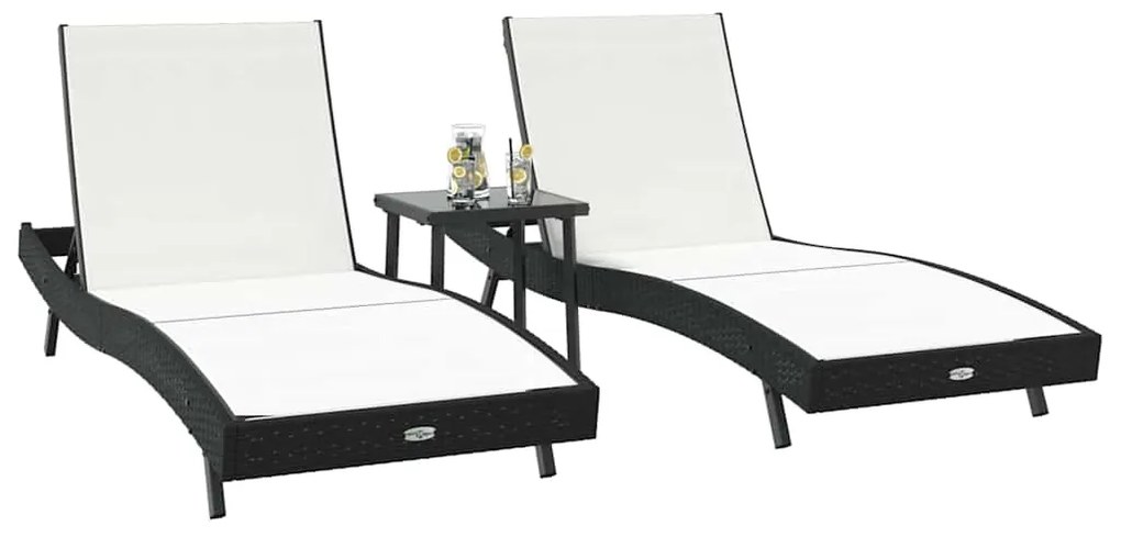vidaXL Ήλιος Λάουτζερ 3 pcs Μαύρο και Λευκό 40 x 40 x 40.5 εκ