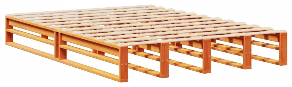 Κρεβάτι Βιβλιοθήκη Χωρίς Στρώμα Καφέ 120x190 εκ Μασίφ Πεύκο - Καφέ