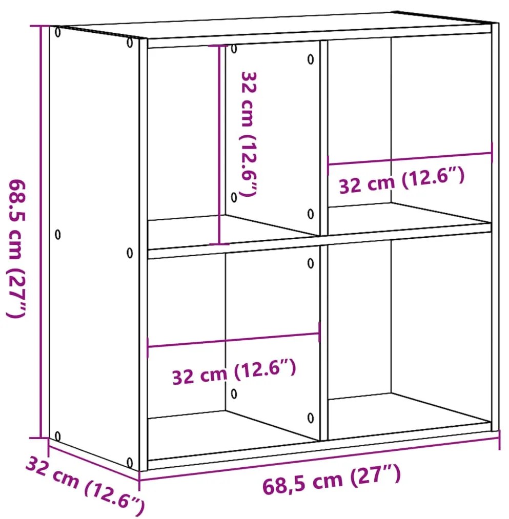 Βιβλιοθήκη Όψη Παλαιού Ξύλου 68,5x32x68,5εκ. Επεξεργασμένο Ξύλο - Καφέ