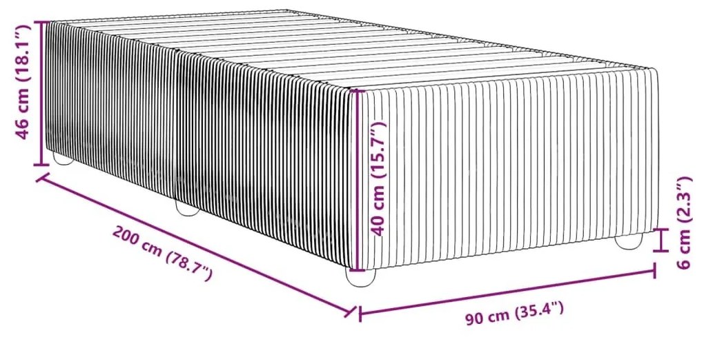 Πλαίσιο Κρεβατιού Σκούρο Μπλε 90x200 εκ. Βελούδινο - Μπλε