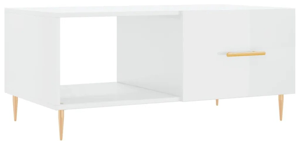 vidaXL Τραπεζάκι Σαλονιού Γυαλ. Λευκό 90x50x40 εκ. Επεξεργ. Ξύλο