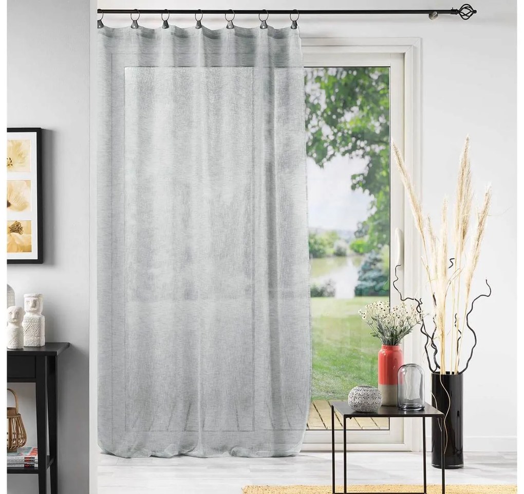 Κουρτίνα Χαμηλής Σκίασης Linka Douceur d'intérieur με κρίκους και διαστάσεις 140x240cm - Grey