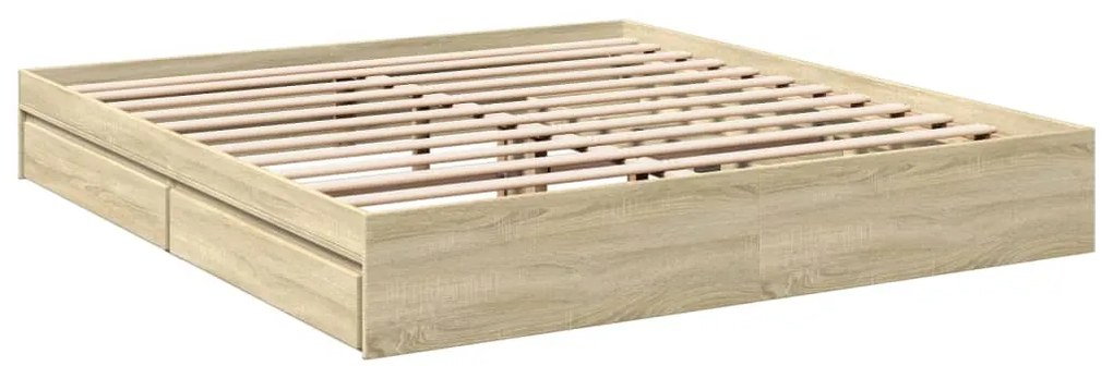 vidaXL Πλαίσιο Κρεβατιού με συρτάρια Sonoma Δρυς 200x200εκ. Επεξ. Ξύλο