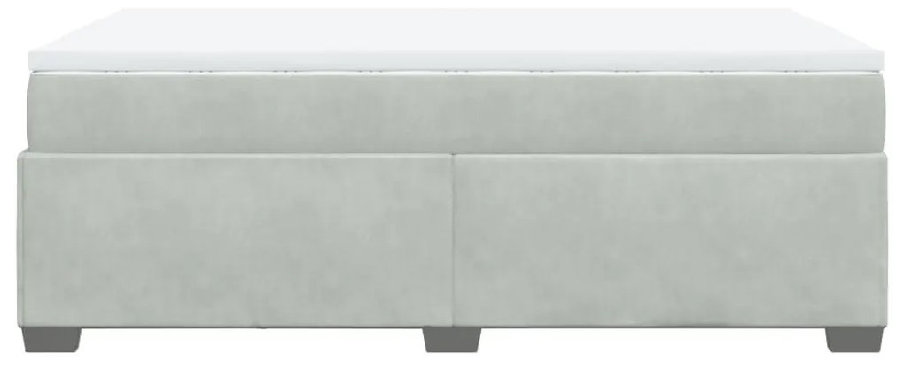 Κρεβάτι Boxspring με Στρώμα Ανοιχτό Γκρι 120x190 εκ. Βελούδινο - Γκρι