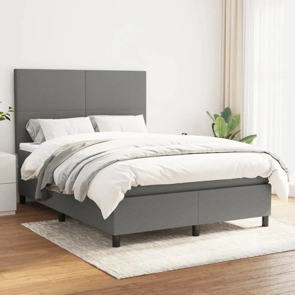 ΚΡΕΒΑΤΙ BOXSPRING ΜΕ ΣΤΡΩΜΑ ΣΚΟΥΡΟ ΓΚΡΙ 140X200 ΕΚ ΥΦΑΣΜΑΤΙΝΟ 3141618