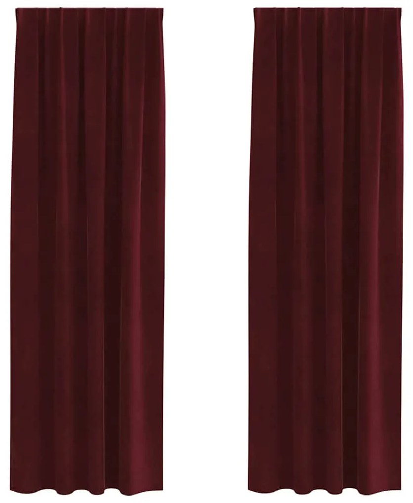 vidaXL Κουρτίνες με κουρτίνες 2 pcs Μπορντό 140 x 245 cm Βελούδο