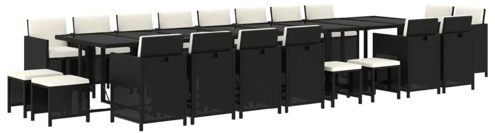 vidaXL Σετ Τραπεζαρίας Κήπου 21 τεμ. Μαύρο Συνθ. Ρατάν με Μαξιλάρια