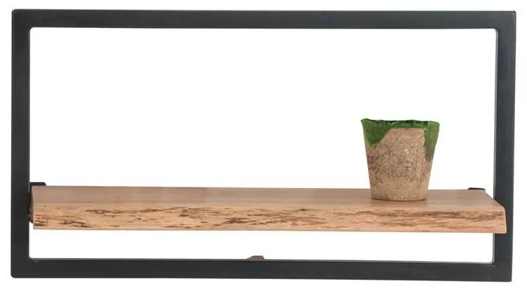 LIZARD Frame Ράφι Μέταλλο Βαφή Μαύρο, Ξύλο Ακακία Φυσικό -  65x25x35cm