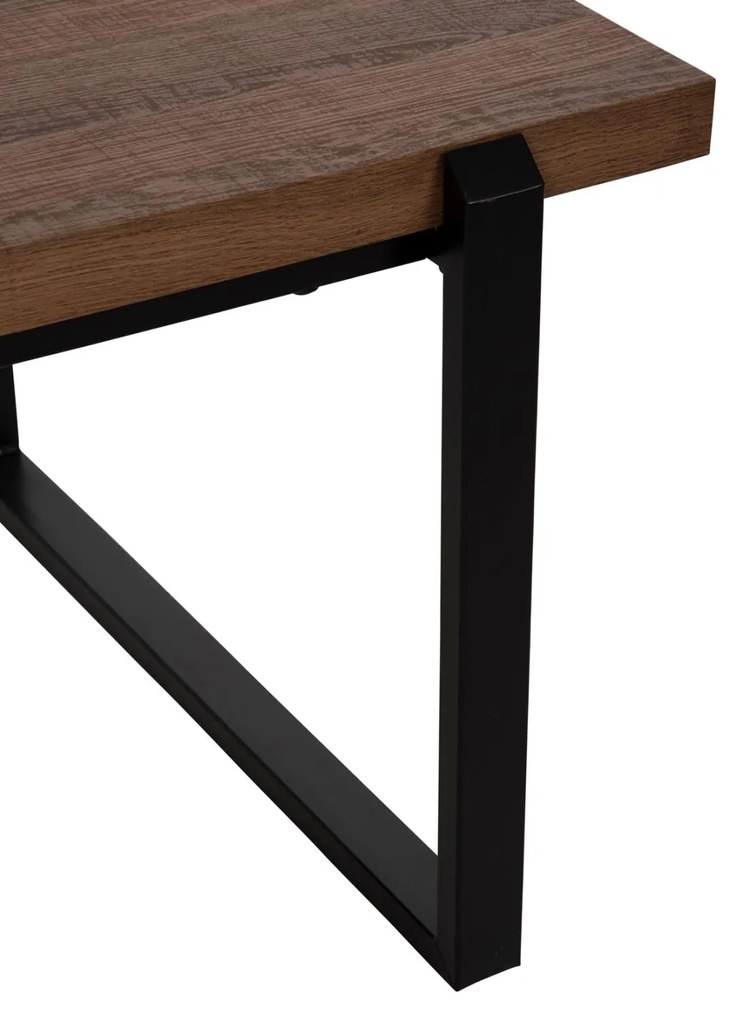 Τραπεζάκι σαλονιού SHABEN C9585.04 MDF Καρυδί Ξύλο με Μαύρη Μεταλλική Βάση 120x56X45Yεκ. 120x56x45 εκ.