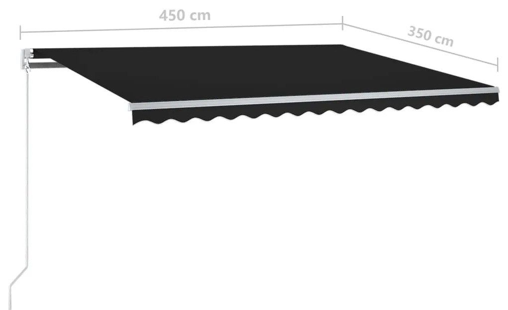 Τέντα Αυτόματη με LED &amp; Αισθητήρα Ανέμου Ανθρακί 4,5 x 3,5 μ. - Ανθρακί