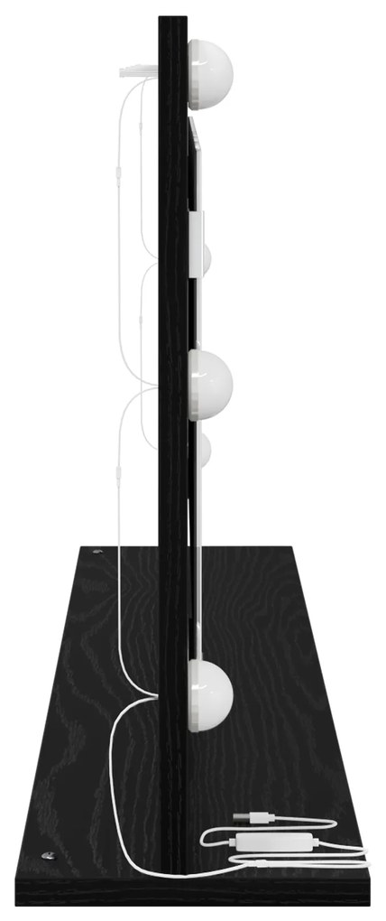 vidaXL καθρέφτης μακιγιάζ  με φώτα LED Μαύρη Δρυς 100x45x18 εκ