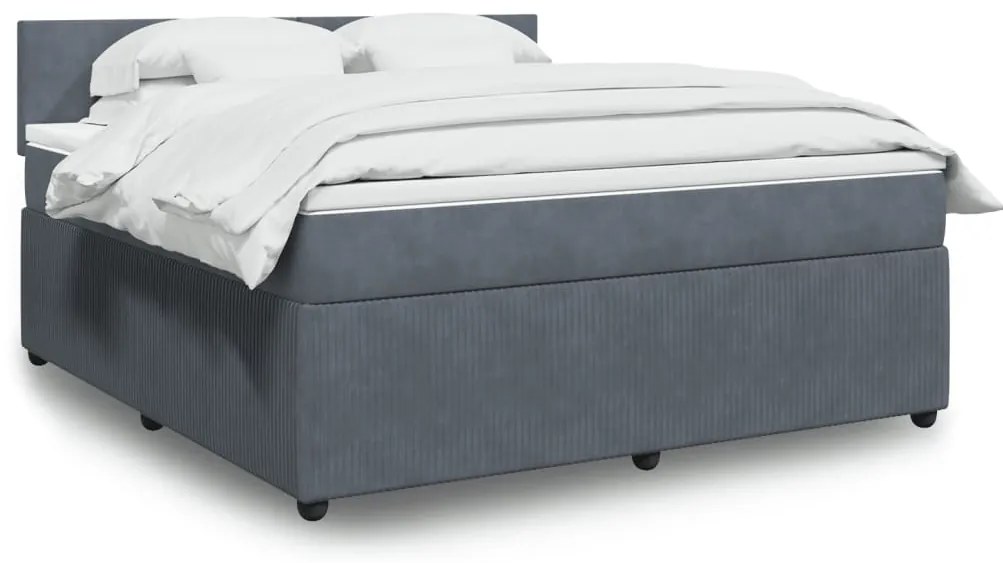 vidaXL Κρεβάτι Boxspring με Στρώμα Σκούρο Γκρι 180x200 εκ. Βελούδινο