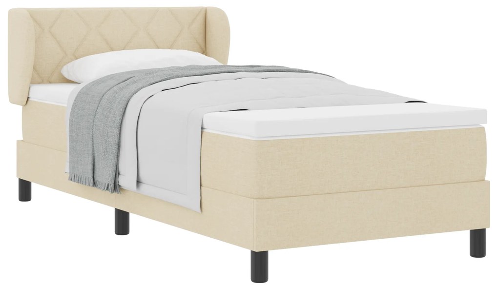 vidaXL Κρεβάτι Box Spring με Στρώμα Κρέμ 100x200 εκ Υφάσματος