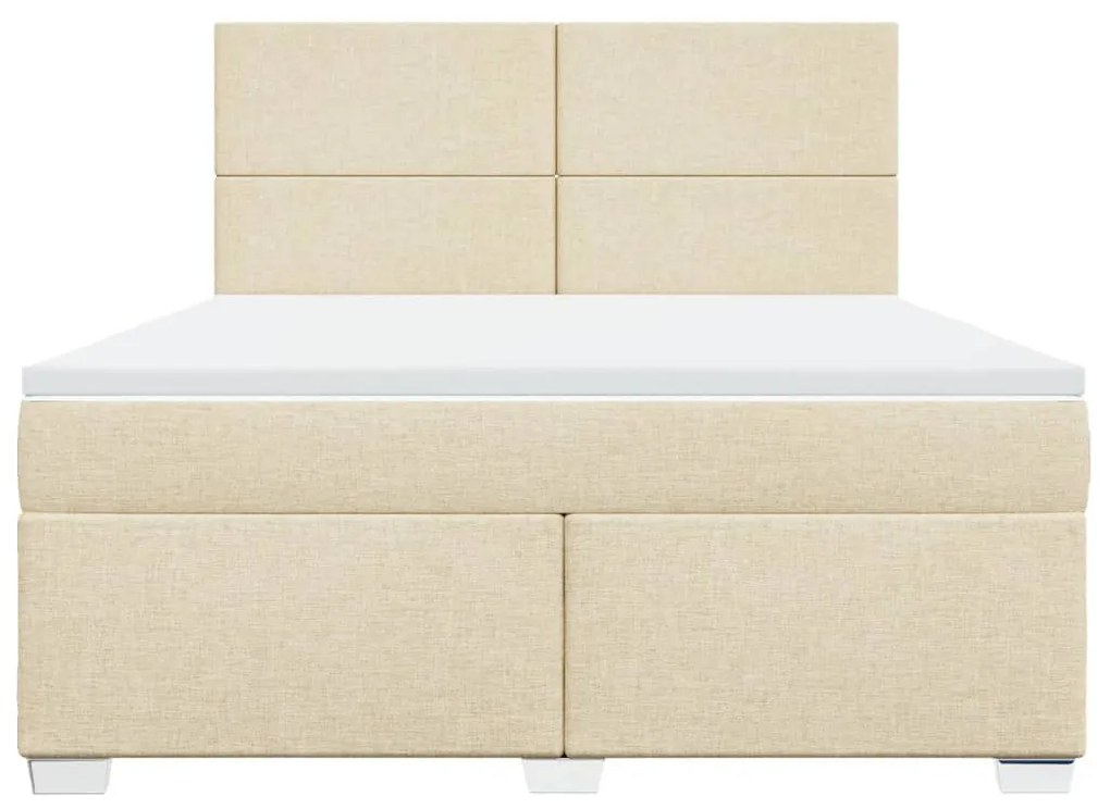 Κρεβάτι Boxspring με Στρώμα Κρεμ 180x200 εκ. Υφασμάτινο - Κρεμ