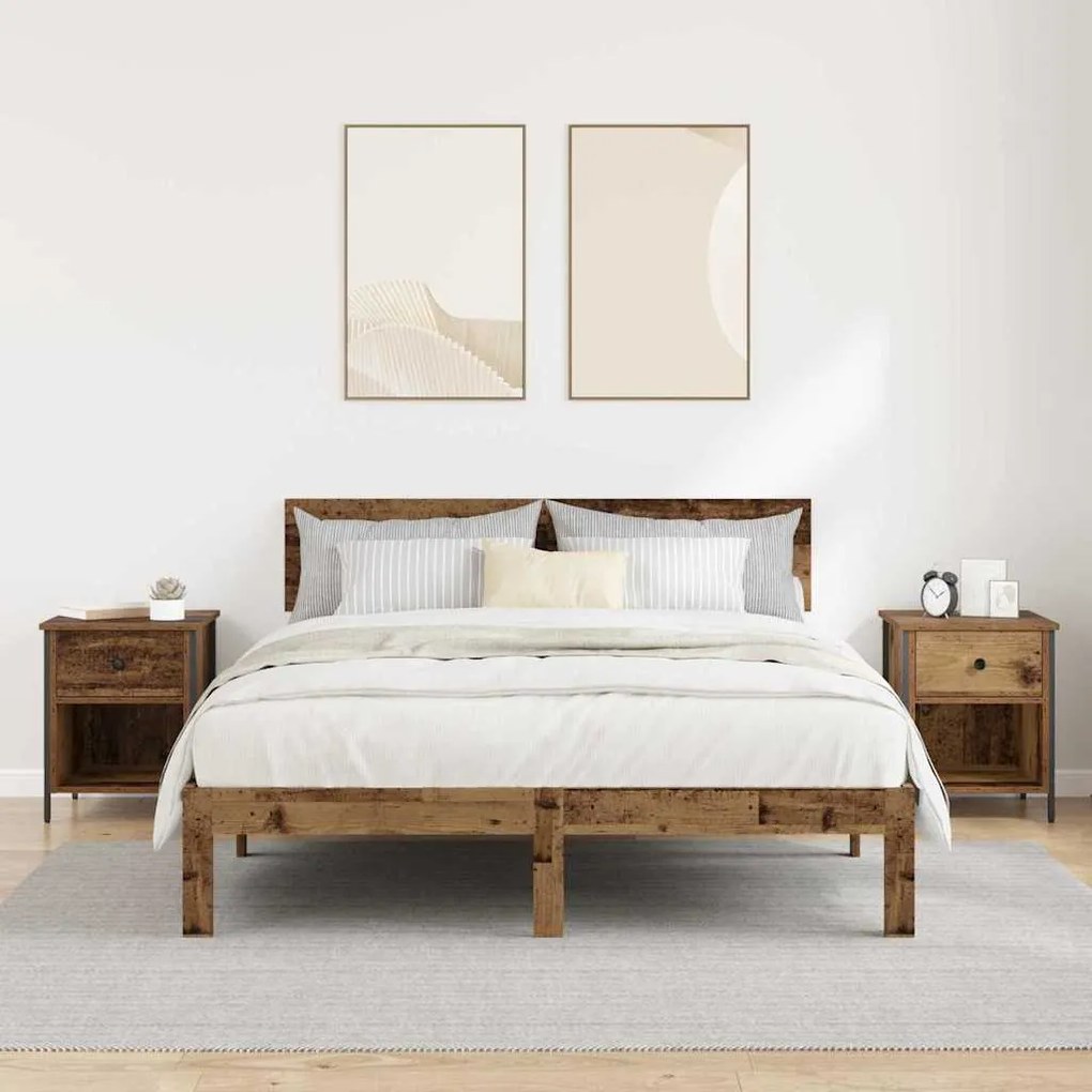 vidaXL Κομοδίνο 2 pcs Παλαιό ξύλο 40 x 42 x 50 cm Επεξεργασμένο ξύλο