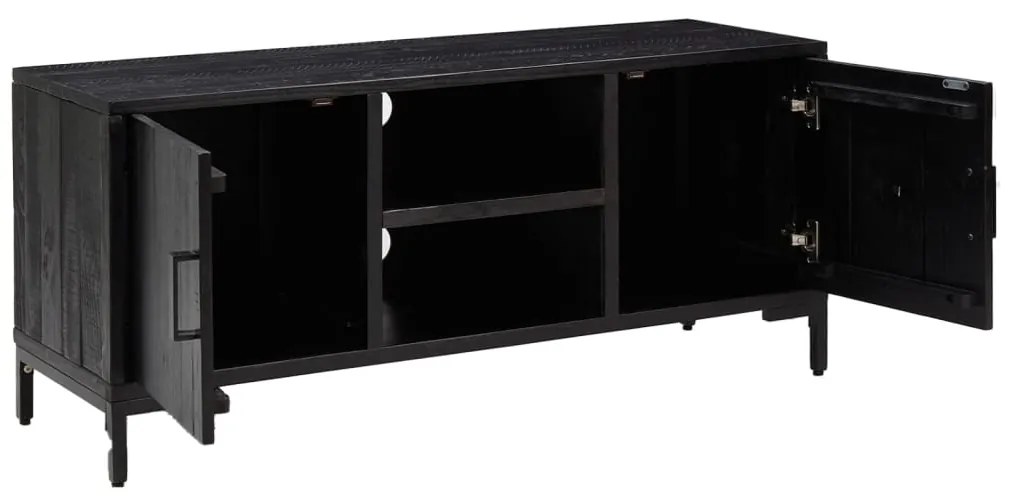 vidaXL Έπιπλο Τηλεόρασης Μαύρο 110 x 35 x 48 εκ. από Μασίφ Ξύλο Πεύκου