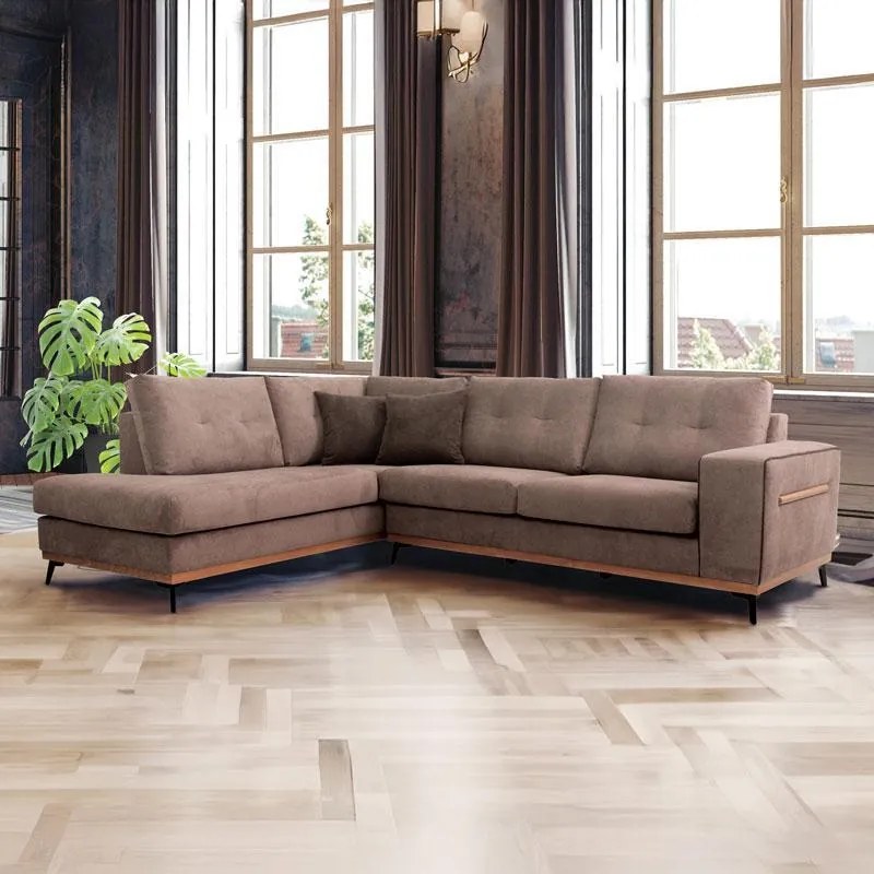 Γωνιακός Καναπές Sebastian Fylliana Αριστερή Γωνία Καφέ 280x220x95 εκ. 280x220x95 εκ.