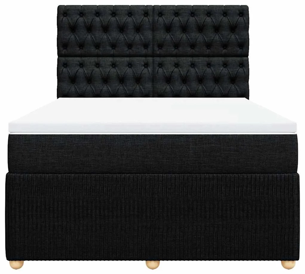 vidaXL Κρεβάτι Boxspring με Στρώμα Μαύρο 160x200 εκ. Υφασμάτινο