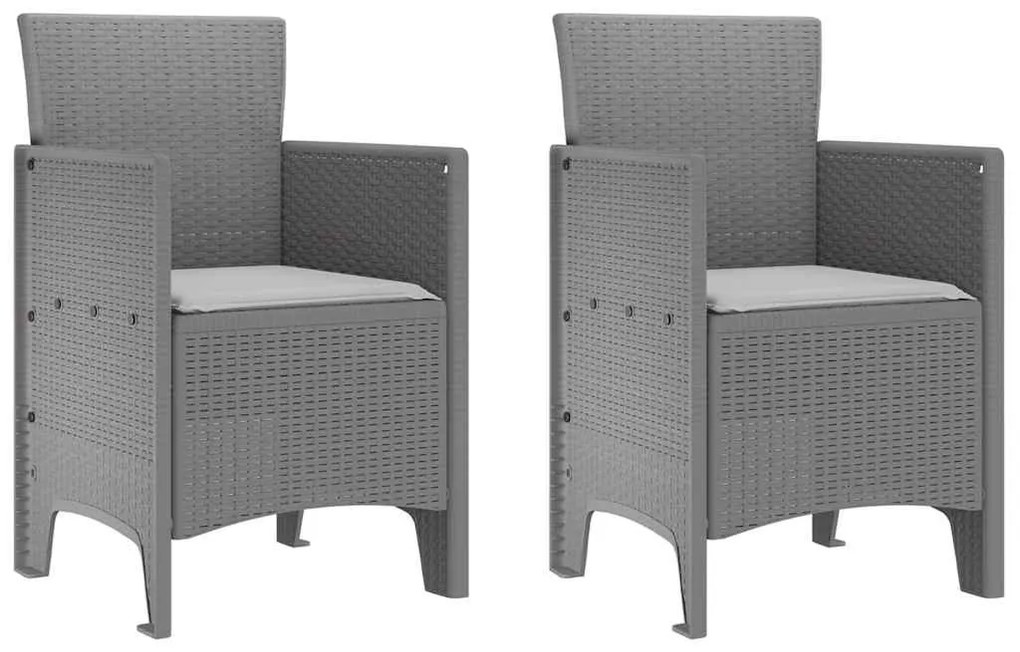 vidaXL Καρέκλα Κήπου 2 pcs Ανοιχτό γκρι 53 x 49 x 85 εκ. PP