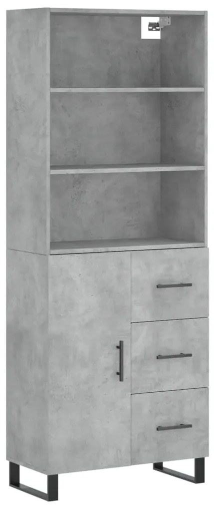 vidaXL Ντουλάπι Γκρι Σκυροδέματος 69,5x34x180 εκ. Επεξεργασμένο Ξύλο