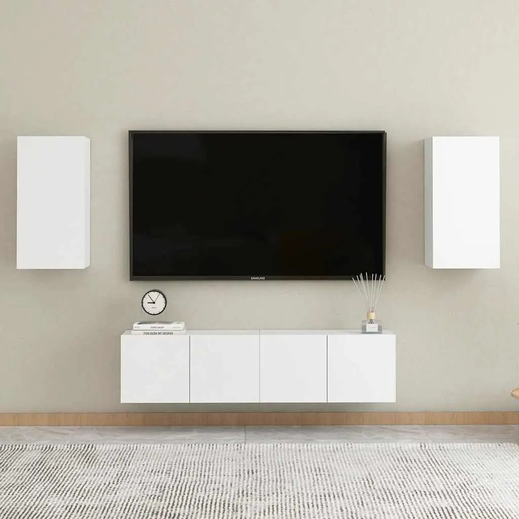 vidaXL Έπιπλο Τηλεόρασης Λευκό 30,5 x 30 x 60 εκ. από Επεξ. Ξύλο