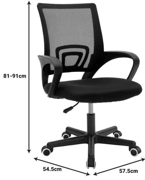 Καρέκλα γραφείου Berto II pakoworld με ύφασμα mesh σε μαύρη απόχρωση 60x48x85-95εκ