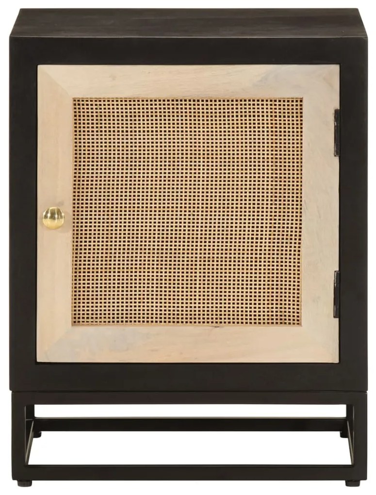 vidaXL Κομοδίνο Μαύρο 40x30x50 εκ. από Μασίφ Ξύλο Μάνγκο και Σίδερο