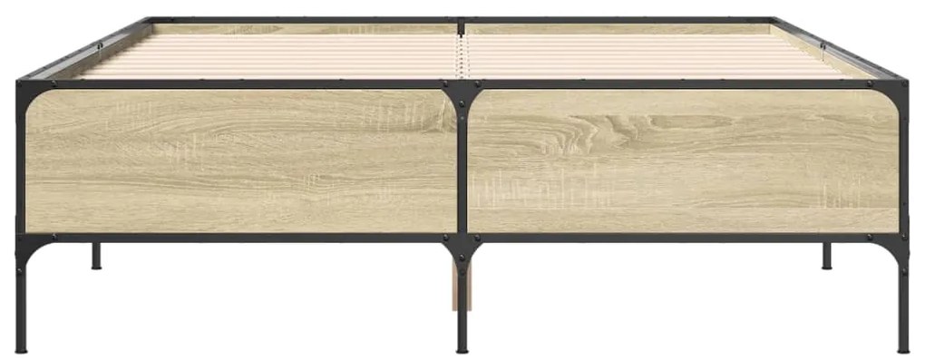 vidaXL Πλαίσιο Κρεβατιού Sonoma Δρυς 120x200 εκ. Επεξ. Ξύλο &amp; Μέταλλο