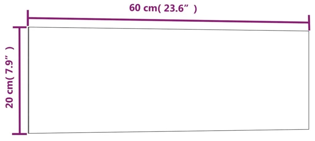 Πίνακας Επιτοίχιος Μαγνητικός Μαύρος 60 x 20 εκ. Ψημένο Γυαλί - Μαύρο