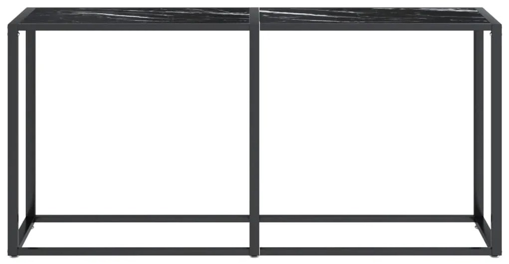 vidaXL Τραπέζι Κονσόλα Μαύρο Όψη Μαρμάρου 160x35x75,5 εκ. Ψημένο Γυαλί