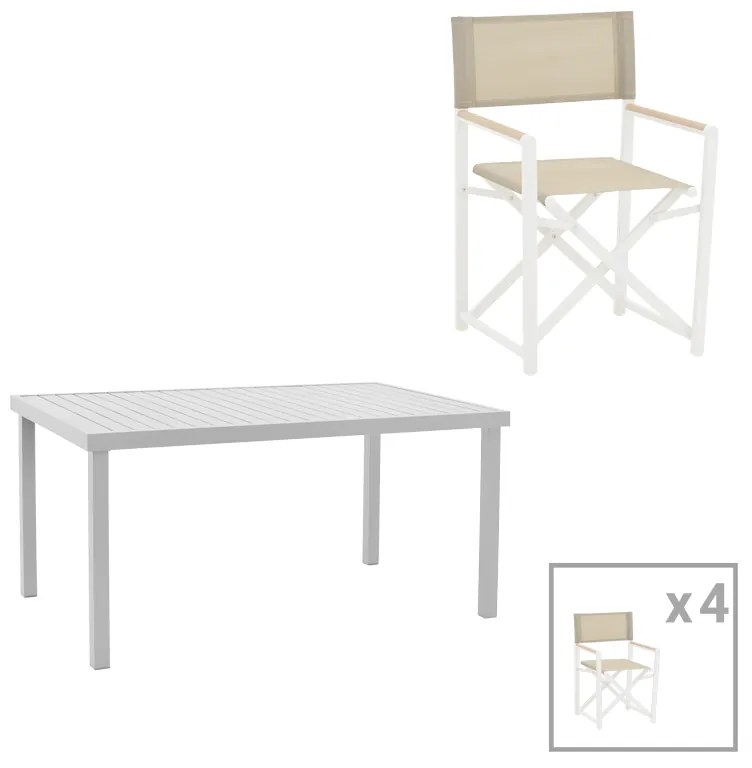 Intrahome Τραπεζαρία Kliton-Mabu σετ 5τεμ Intrahome αλουμίνιο σε λευκή απόχρωση 150x80x74εκ | SKU: INTRAPA-311111982