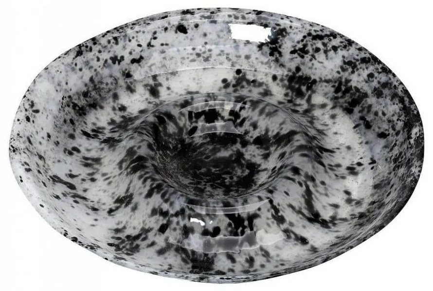 Πιατέλα Atlas Στρόγγυλη Alabaster Hor1635K4 Φ37,5cm White-Grey Espiel Glass