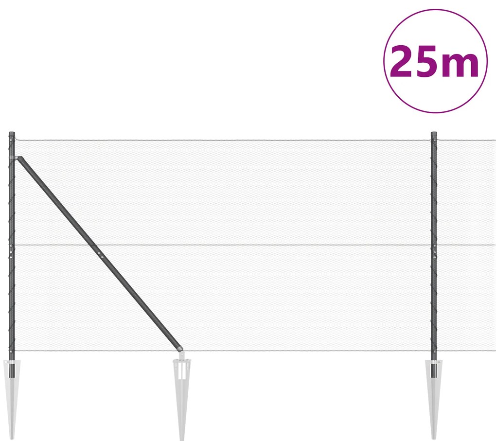 vidaXL Εξάγωνος Φράχτης Γκρι 1.4x25 μ Ατσάλι
