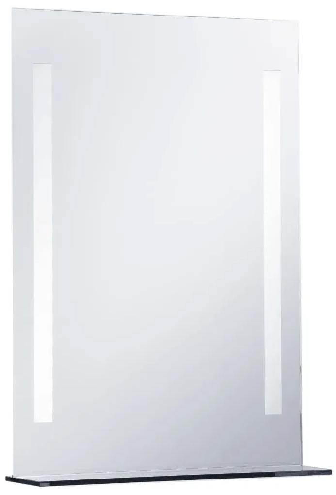 Καθρέφτης Μπάνιου Τοίχου με LED &amp; Ράφι 50 x 70 εκ. - Ασήμι
