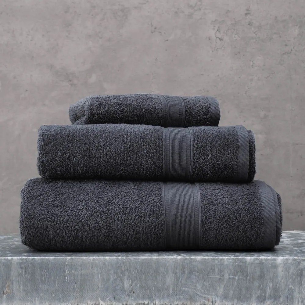 Πετσέτα Illusion Σετ 5τμχ Dark Grey Ρυθμός Σετ Πετσέτες 70x140cm 100% Cotton