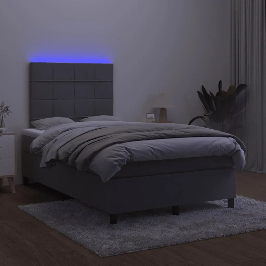 ΚΡΕΒΑΤΙ BOXSPRING ΜΕ ΣΤΡΩΜΑ &amp; LED ΣΚ.ΓΚΡΙ 120X190ΕΚ. ΒΕΛΟΥΔΙΝΟ 3270312