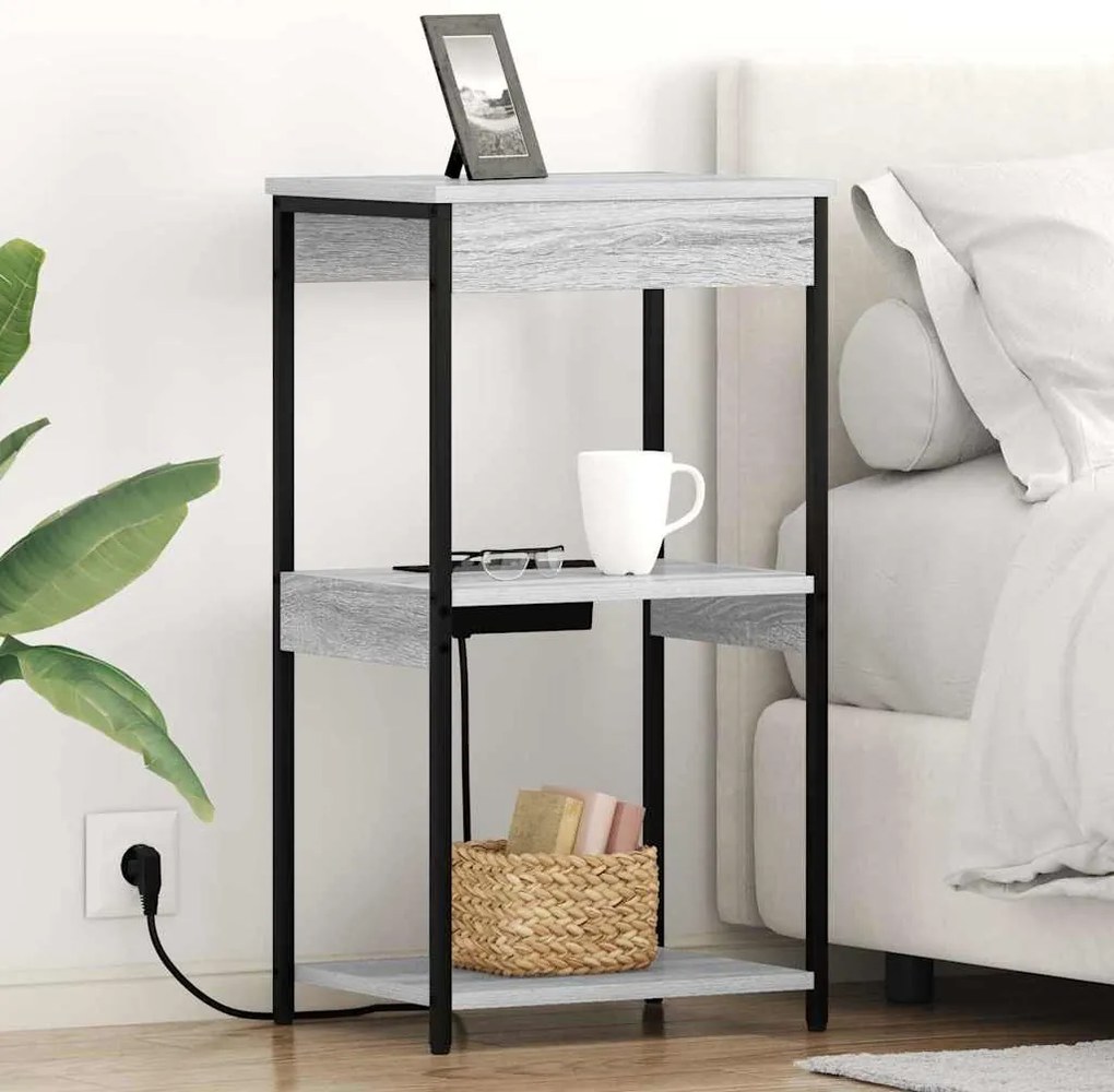 Κομοδίνο Γκρίζο Σονομα 41 x 31 x 76 εκ. Επεξεργασμένο ξύλο