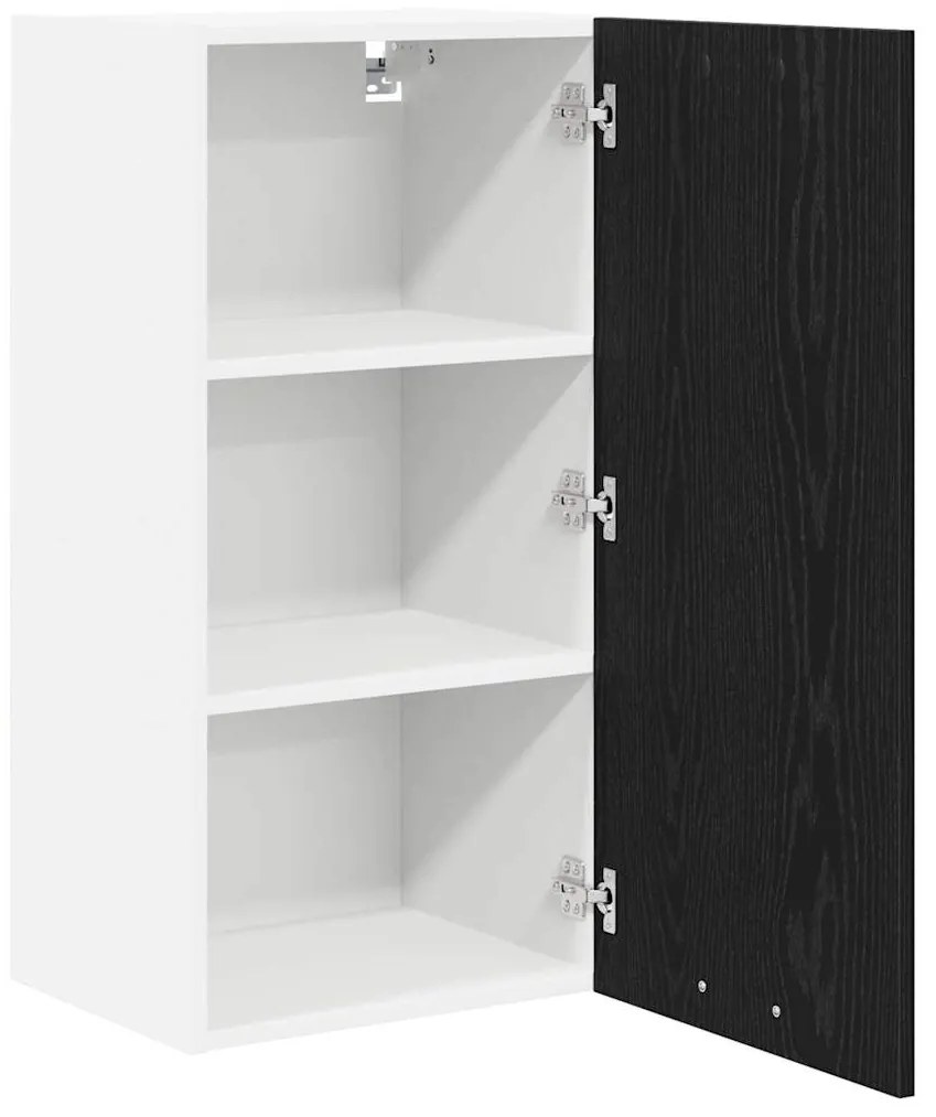 vidaXL Κρεμαστό ντουλάπι Riga Μαύρος Δρυς και Λευκό 40 x 31 x 80 εκ.