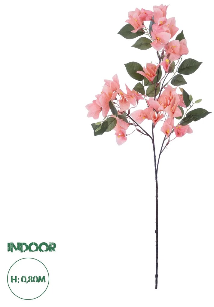 GloboStar® Artificial Garden BOUGAUVILLEA BRANCH 20647 Τεχνητό Διακοσμητικό Κλαδί Μπουκανβίλιας Ροζ - Πορτοκαλί Y80cm