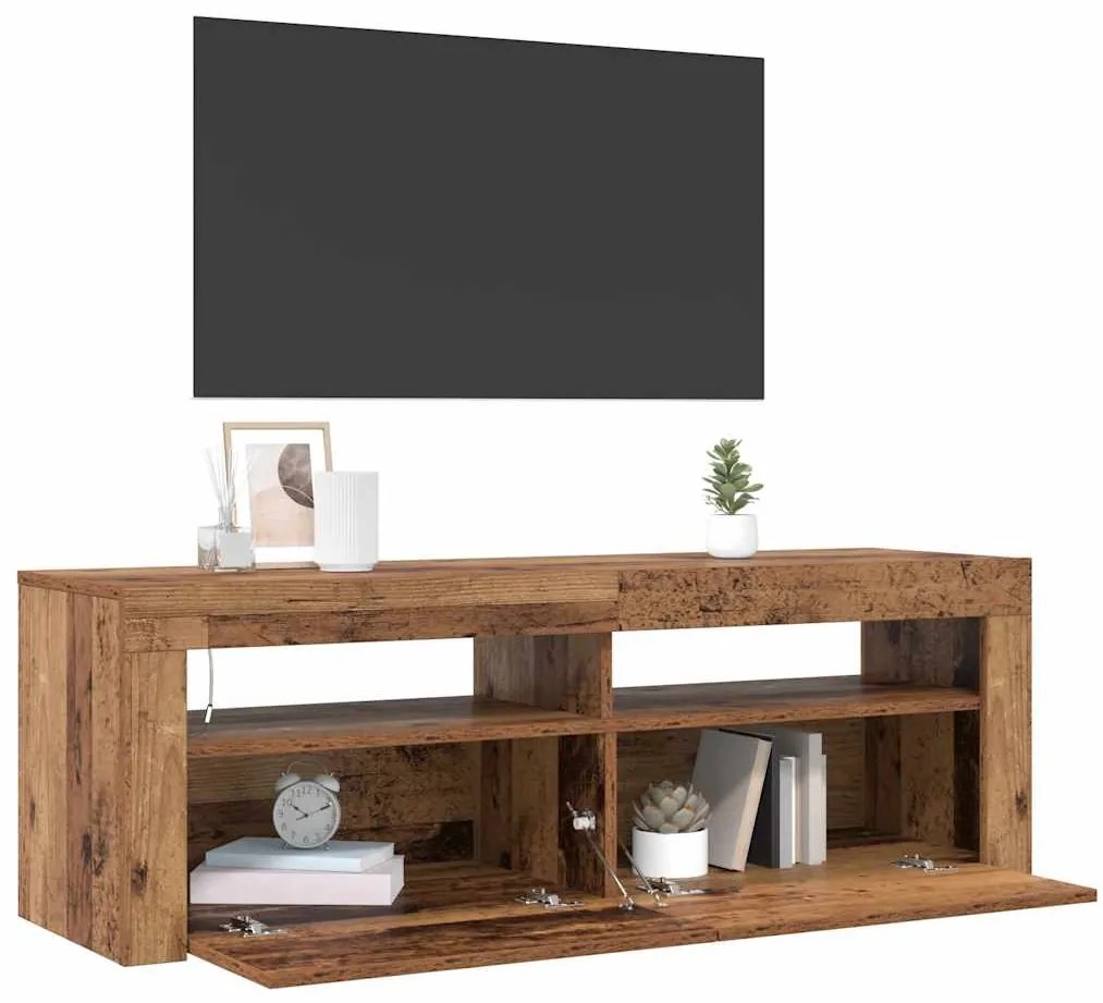 vidaXL Έπιπλο Τηλεόρασης LED Όψη Παλαιού Ξύλου 120x35x40 εκ.Επεξ. Ξύλο