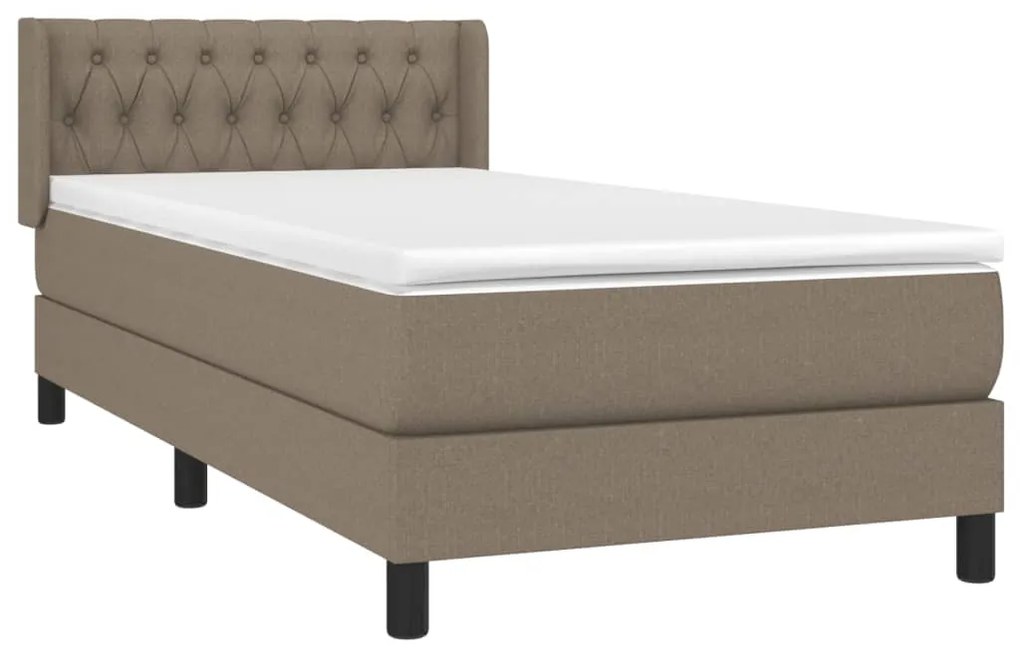 vidaXL Κρεβάτι Boxspring με Στρώμα Taupe 90x190 εκ.Υφασμάτινο