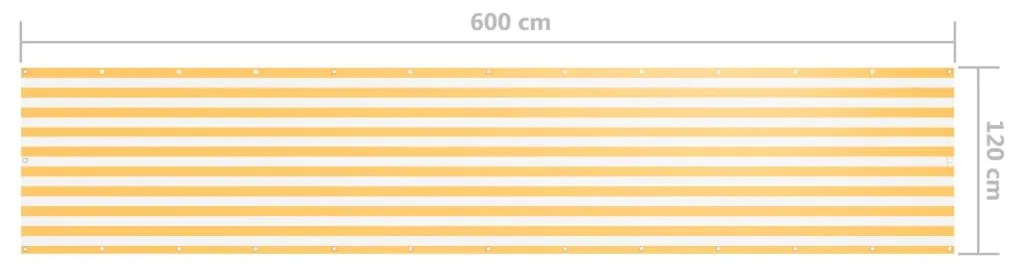 Διαχωριστικό Βεράντας Λευκό/Κίτρινο 120 x 600 εκ. Ύφασμα Oxford - Πολύχρωμο