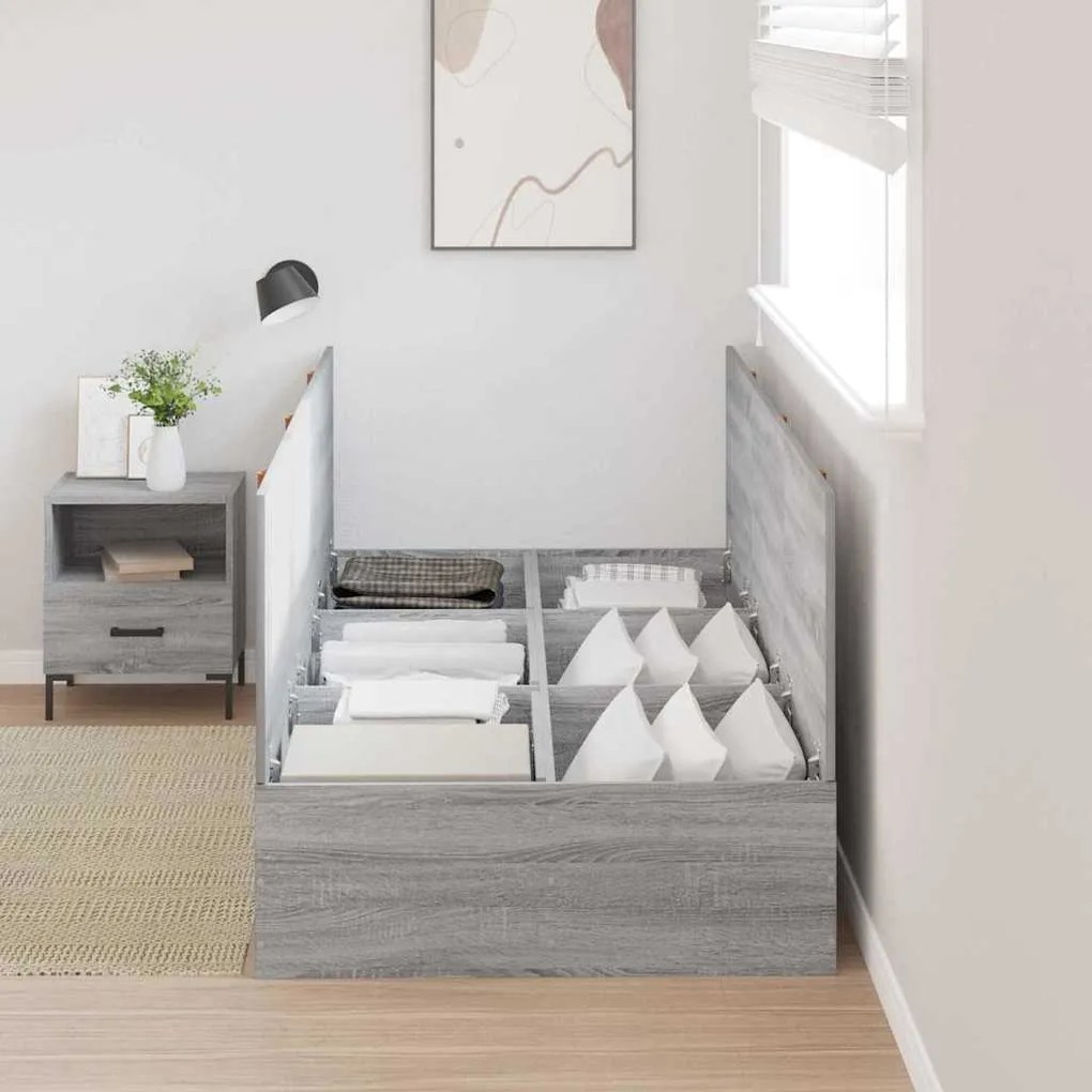 vidaXL Κρεβάτι Αποθήκευσης Γκρι Σονομά 90x190 cm