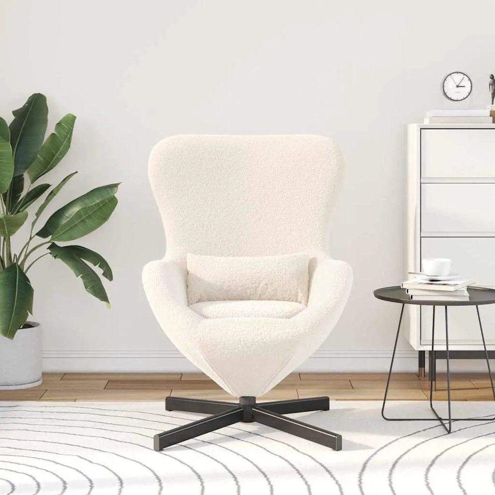 vidaXL Κάθισμα-αυγό Κρεμ 63 x 73 x 90 εκ Κάλαθος ύφασμα με σγουρή υφή